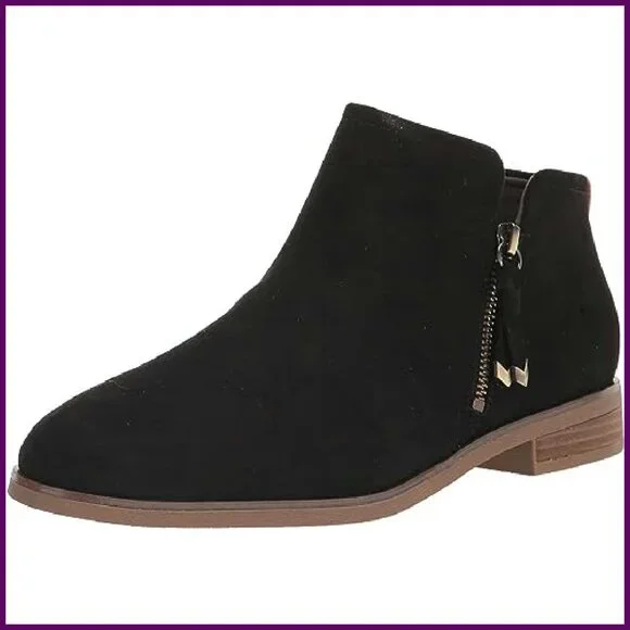 Women's Ankle Booties Size 7 Faux Suede Zipper Block Heel